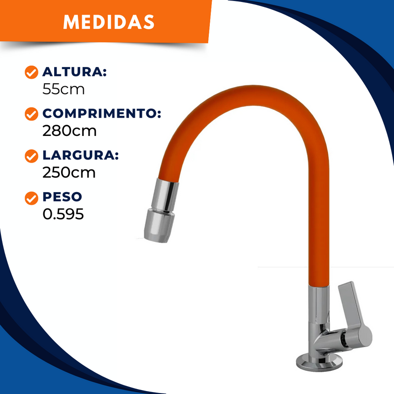 Torneira 1168 Bancada  Aquaduo C17 Metal Laranja