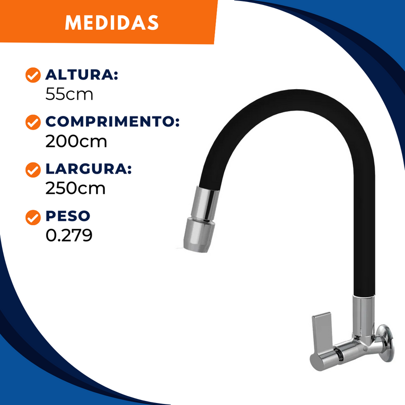Torneira 1167 Parede Aquaduo C17 Metal Preta