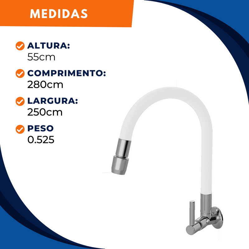 Torneira 1167 Parede Color Aquaduo C70 Metal Branca