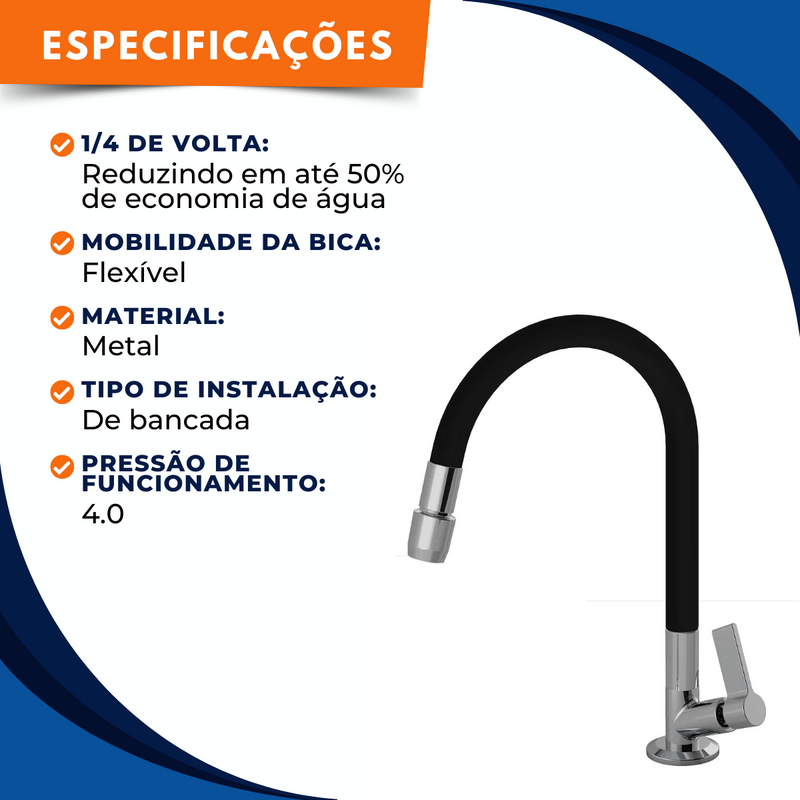 Torneira 1168 Bancada  Aquaduo C17 Metal Preta