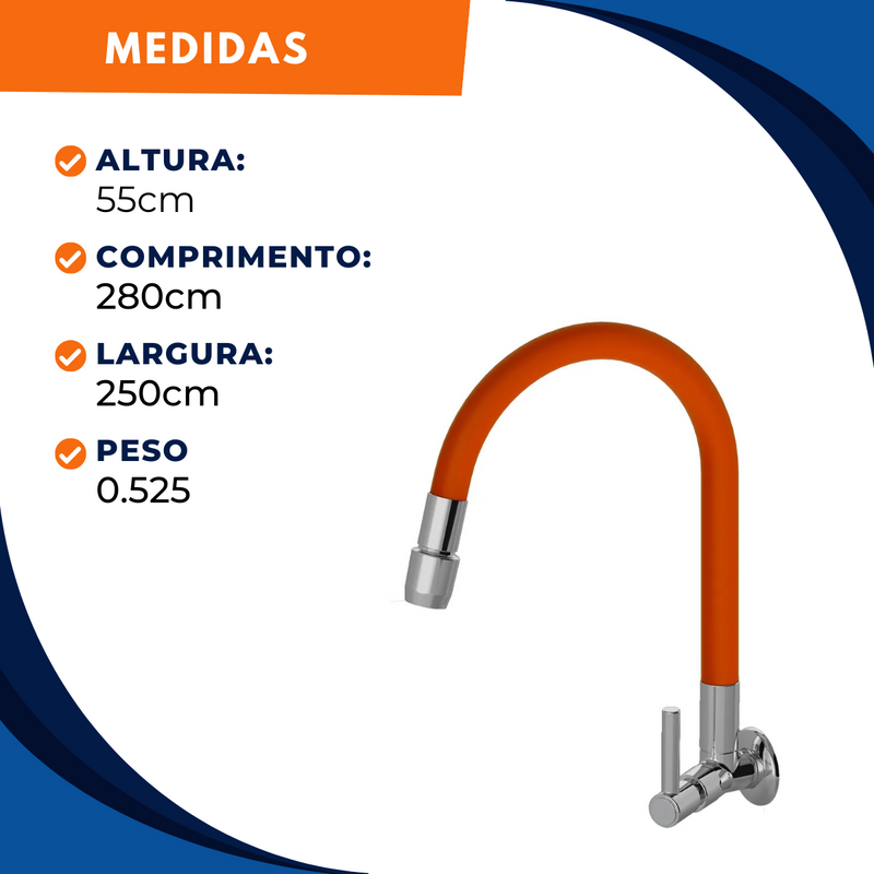 Torneira 1167 Parede Color Aquaduo C70 Metal Laranja
