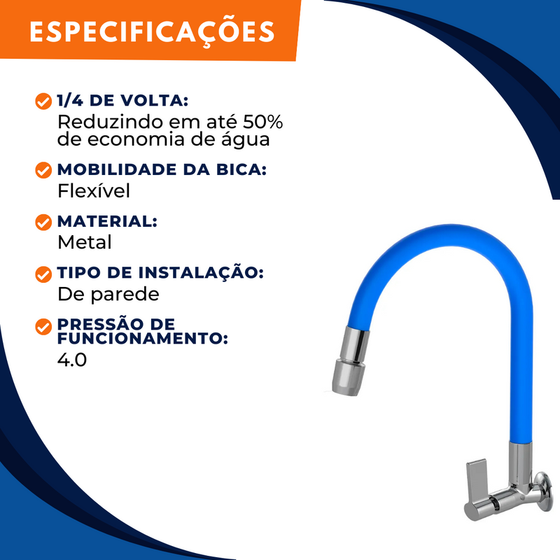 Torneira 1167 Parede Aquaduo C17 Metal Azul