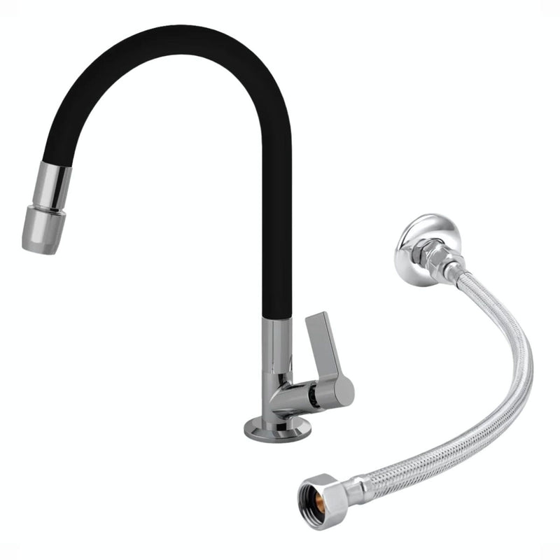 Torneira 1168 Bancada Aquaduo C17 Metal + Engate 60CM Preta