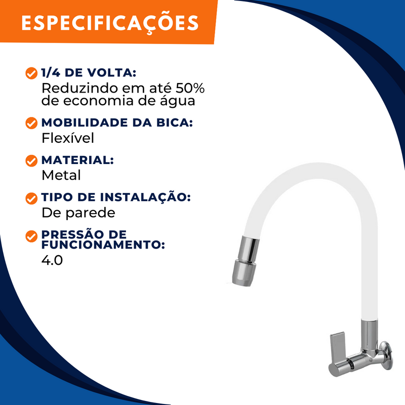 Torneira 1167 Parede Aquaduo C17 Metal Branca