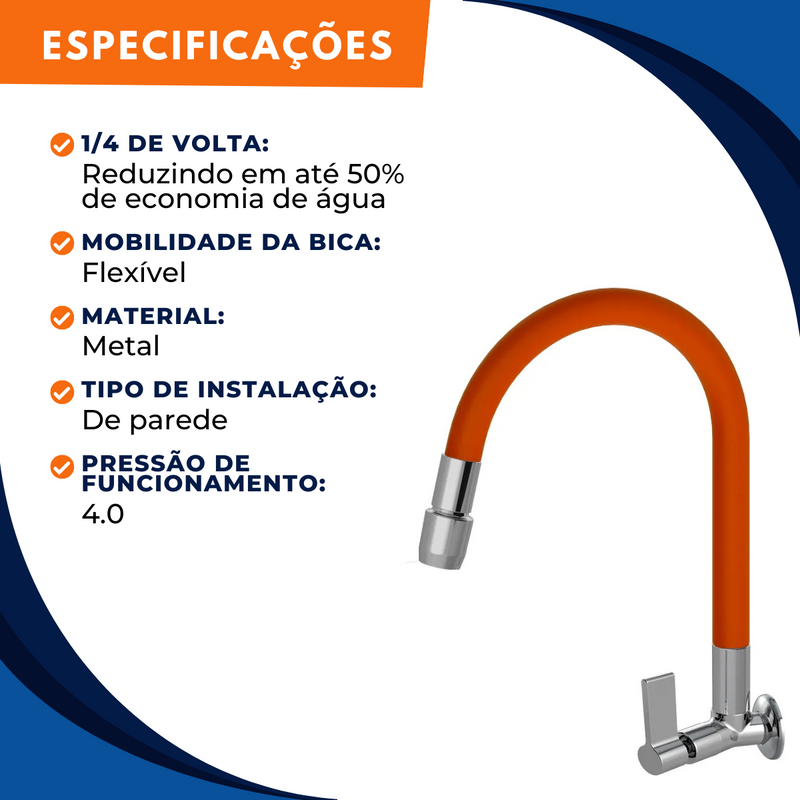 Torneira 1167 Parede Aquaduo C17 Metal Laranja