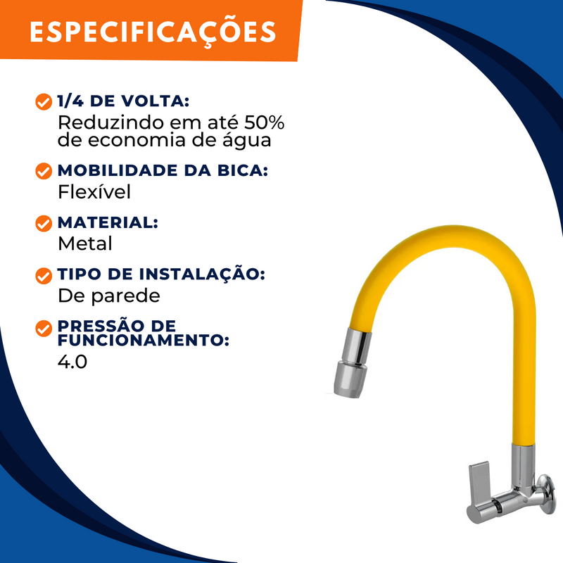 Torneira 1167 Parede Aquaduo C17 Metal Amarela