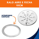 Kit 2 Ralo Grelha Redonda 10cm Metal Aço Inox Abre E Fecha&nbsp;