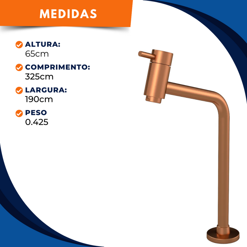 Real Metais Prime 1030  Bica Baixa 100% Metal Cor Rose