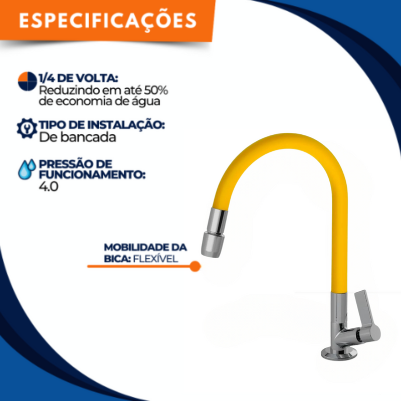 Kit Torneira 1168 Bancada Aquaduo C17 Metal + Engate 60CM