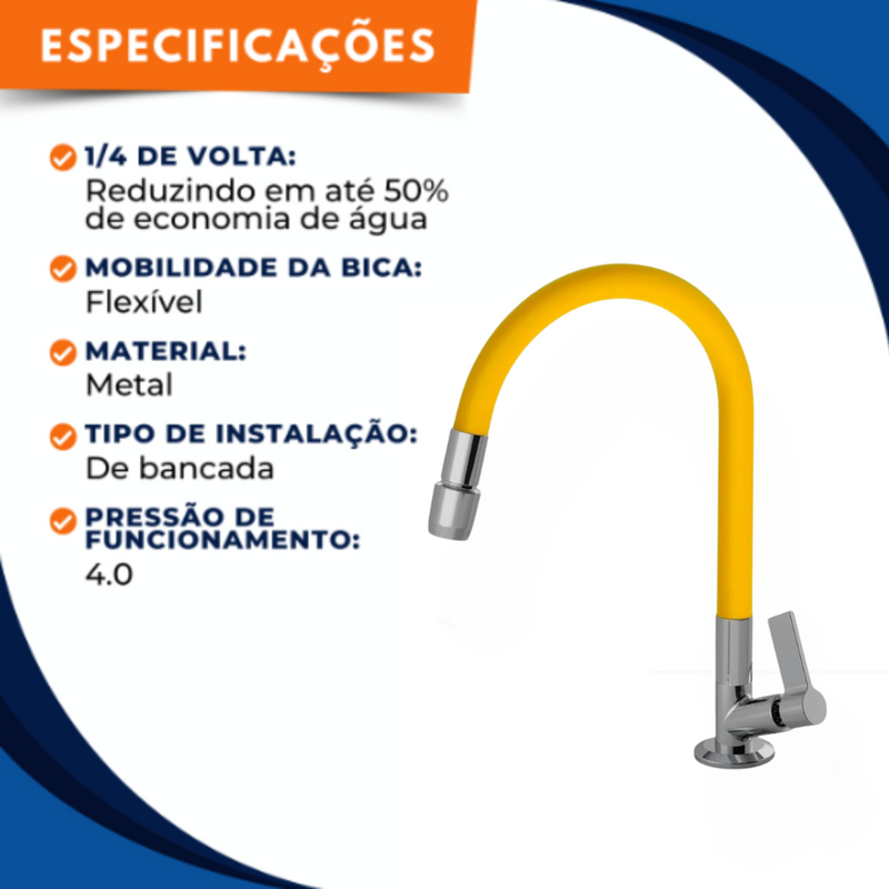 Torneira 1168 Bancada  Aquaduo C17 Metal Amarela