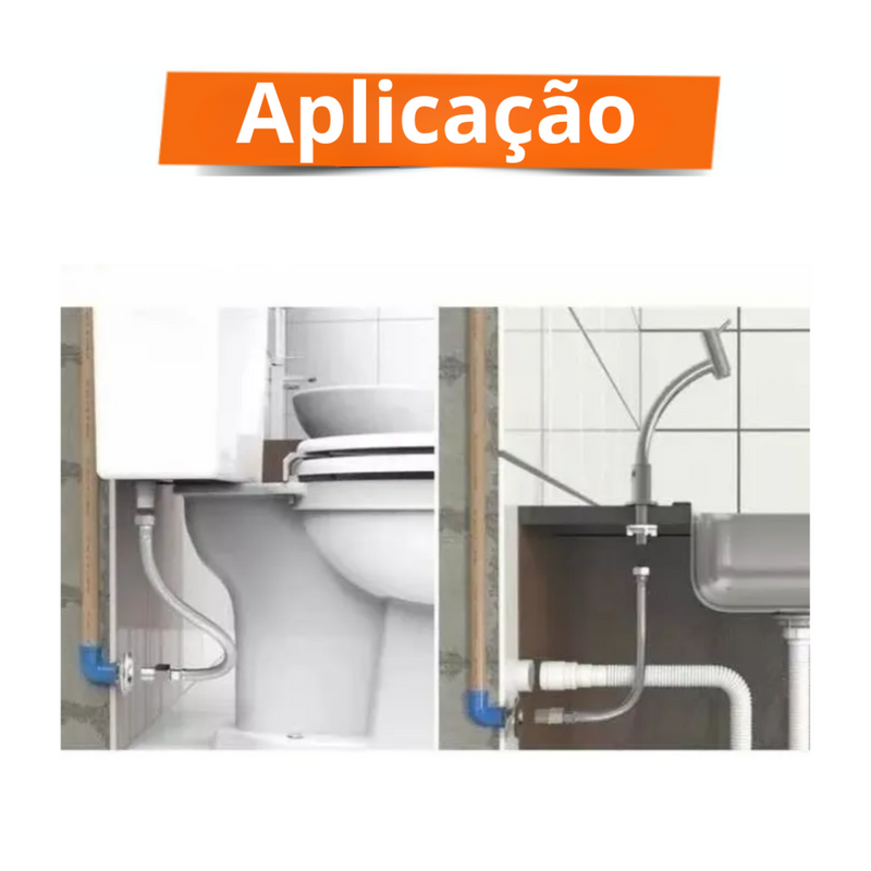 Kit 2 Engates Flexível Inox Trançado 60 Cm Quente Fria  Prateado