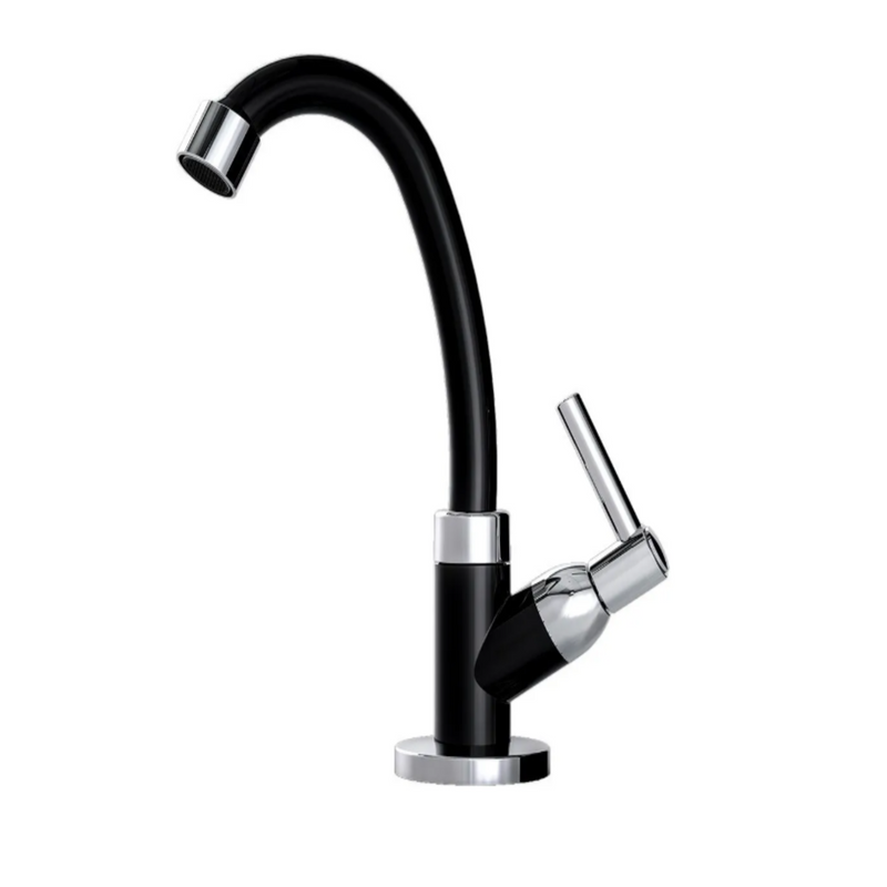 Torneira ABS Lavatório 1/4 De Volta 1198 C70  Preta/ Cromado