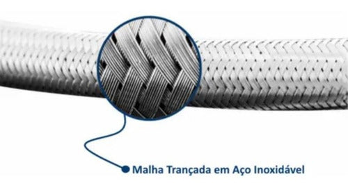 Engate Flexível Inox Trançado 60 Cms Quente Fria  Prateado