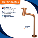 Real Metais Prime 1030  Bica Baixa 100% Metal Cor Rose