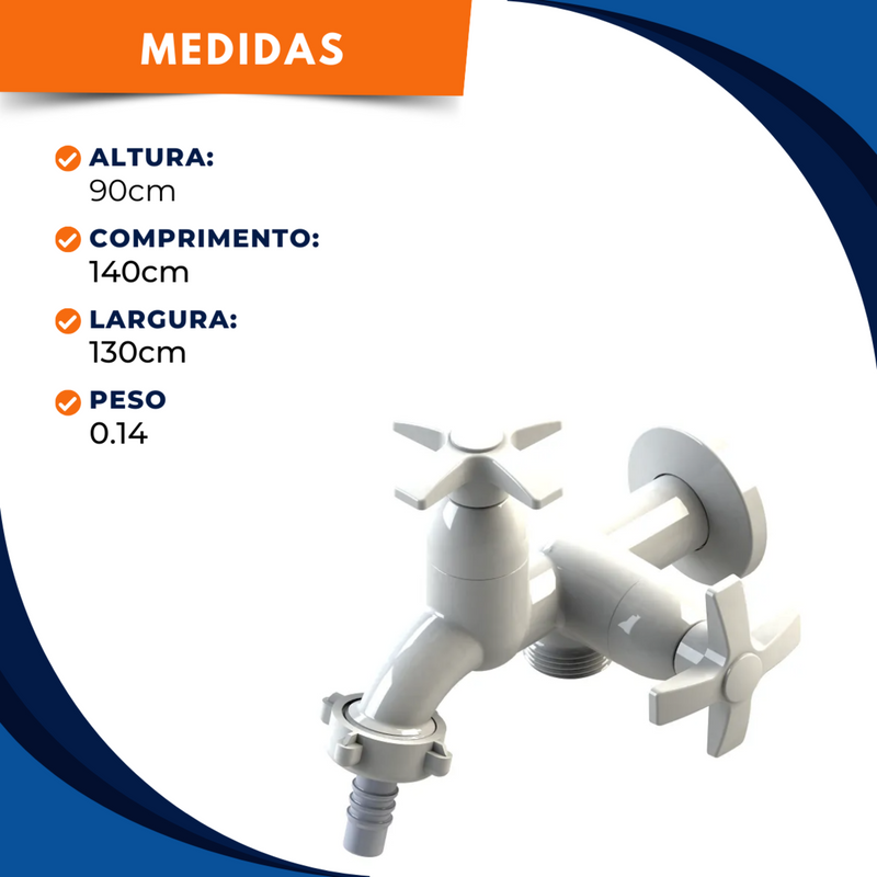 Torneira 1428 Tanque ABS Parede C31 1/4 Volta  Branco