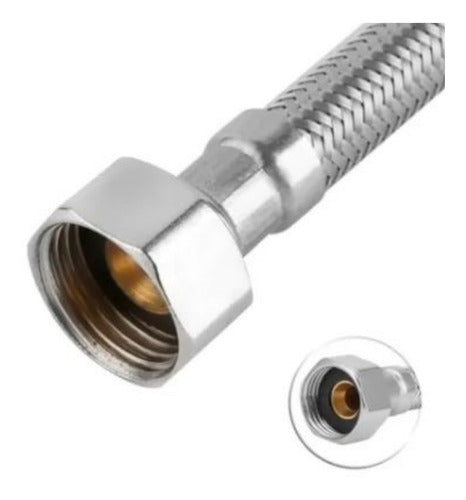 Engate Flexível Inox Trançado 60 Cms Quente Fria  Prateado