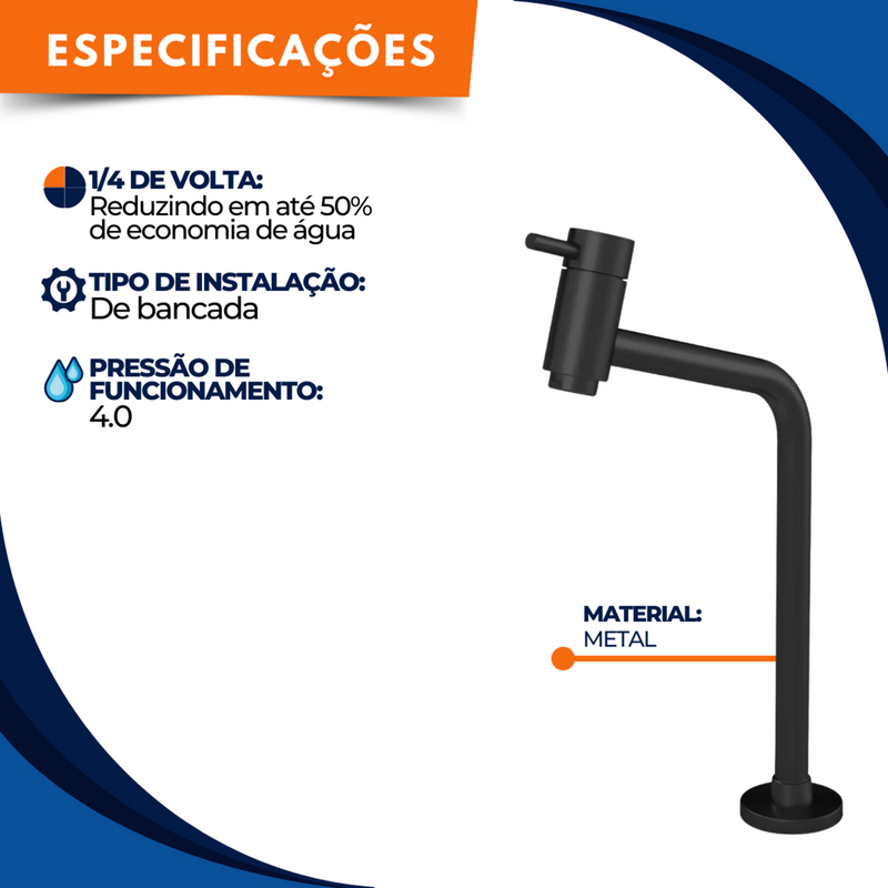 Torneira 1030 Lavabo Bancada Metal Inox Luxo BLACK